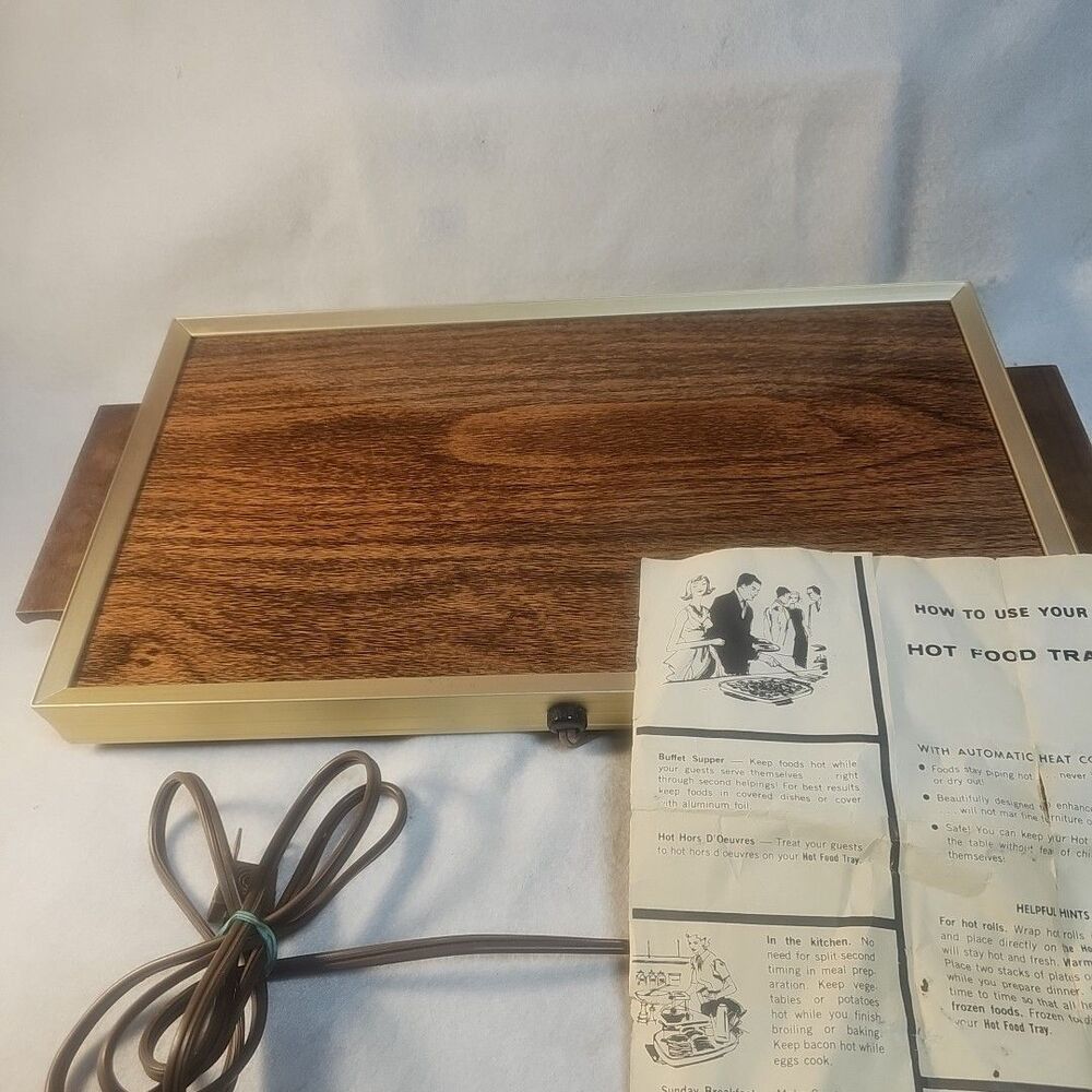 Vtg Cornwall Devon Electric Tray 1425 Wood Grain Warming Tray MCM Kitchen Warmer